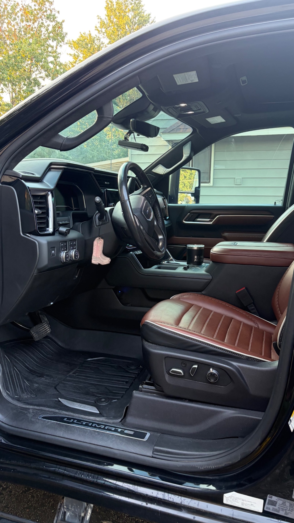 Driver cabin of a GMC Sierra 2500 Denali Ultimate after interior detailing