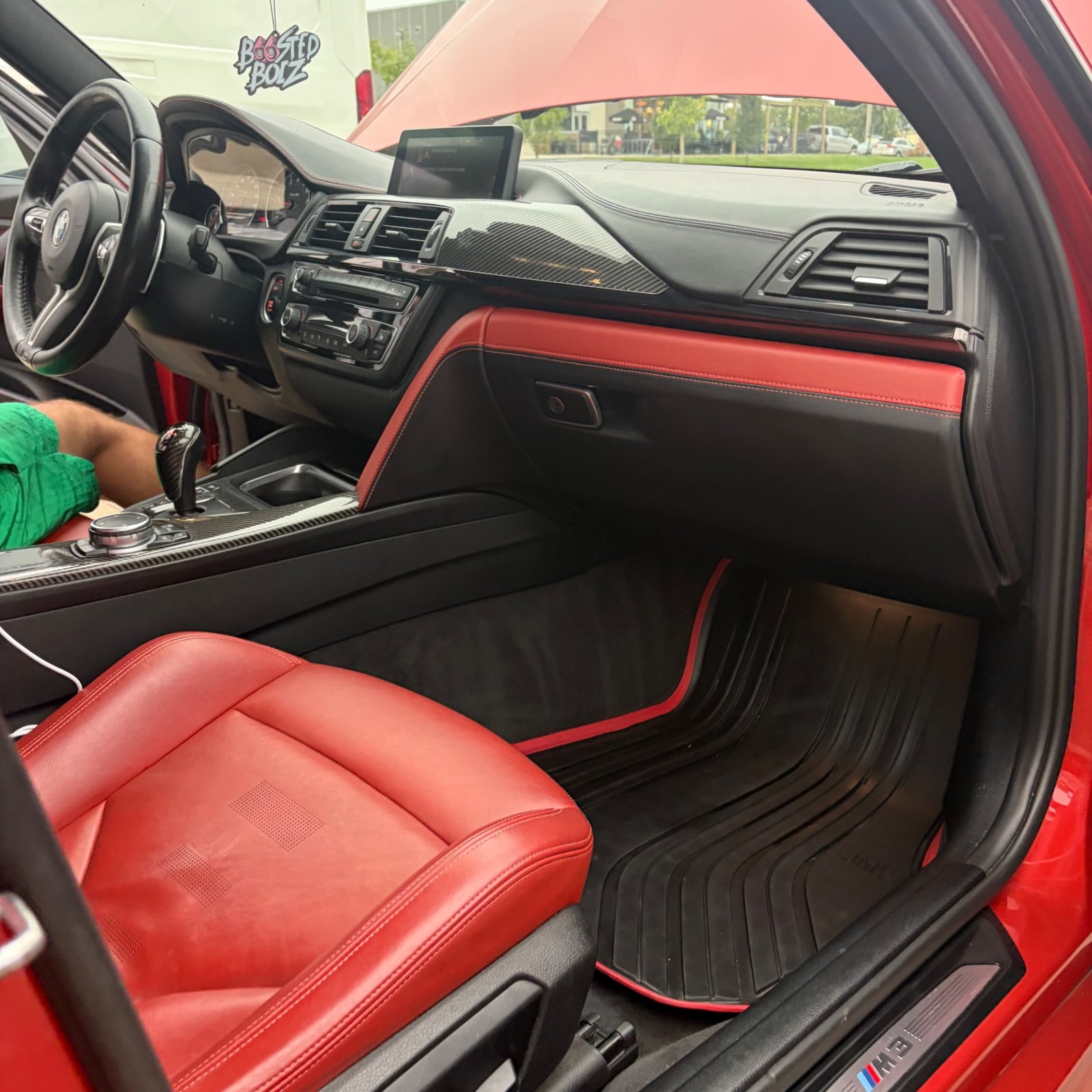 Passenger side interior of the BMW M3 after the full detail