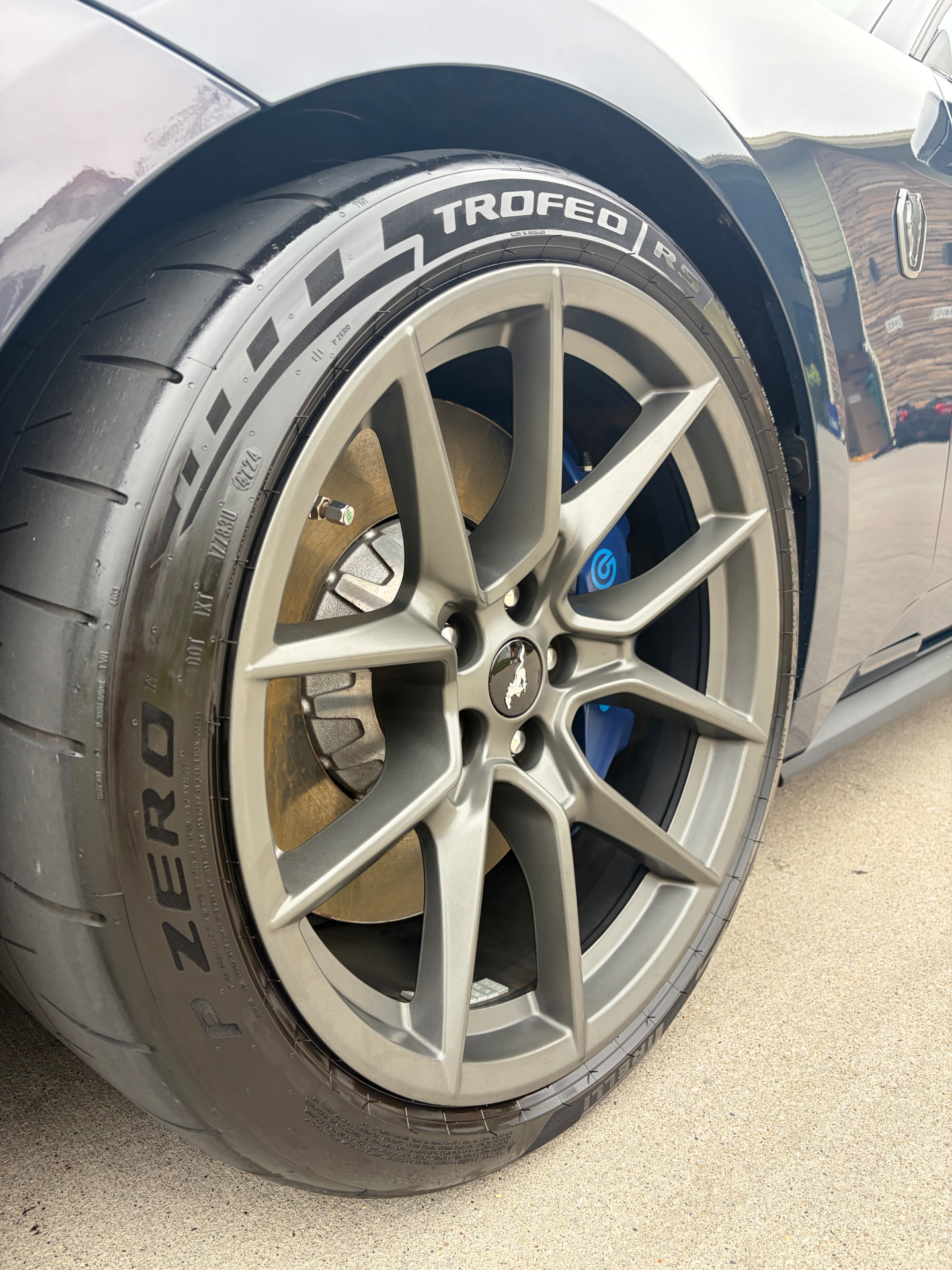 Wheel and brake detail on a Ford Mustang Dark Horse