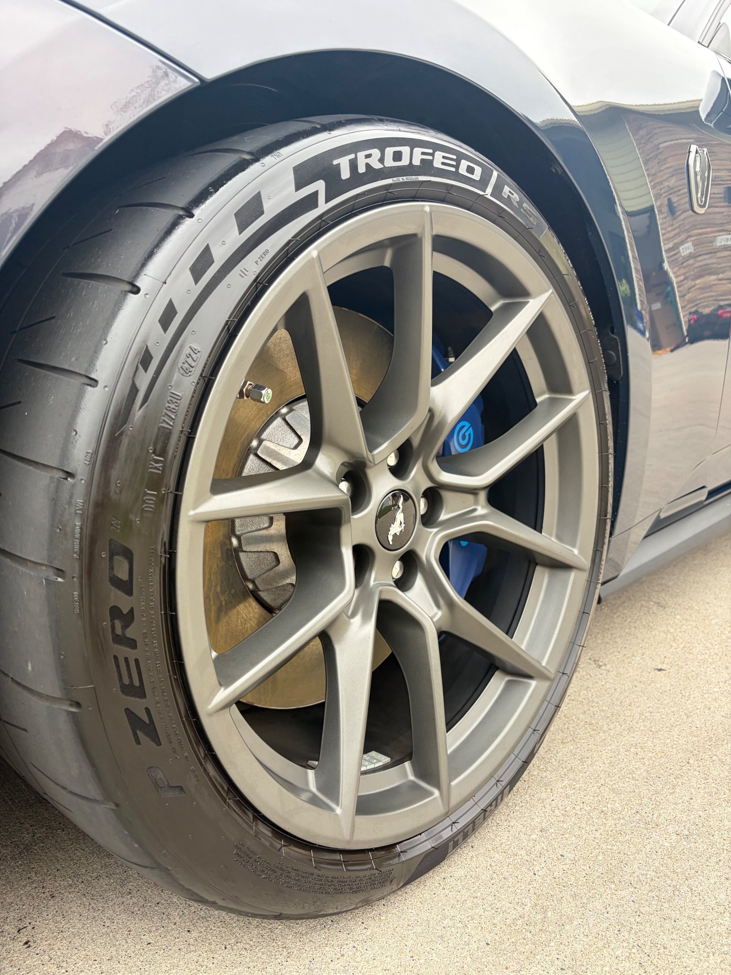 Wheel and brake detail on a Ford Mustang Dark Horse