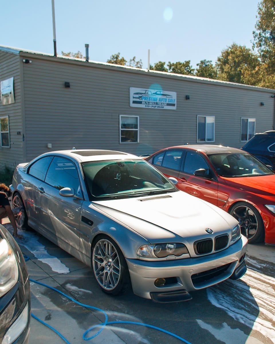 Silver BMW E46 M3 during an exterior detail in Waukee