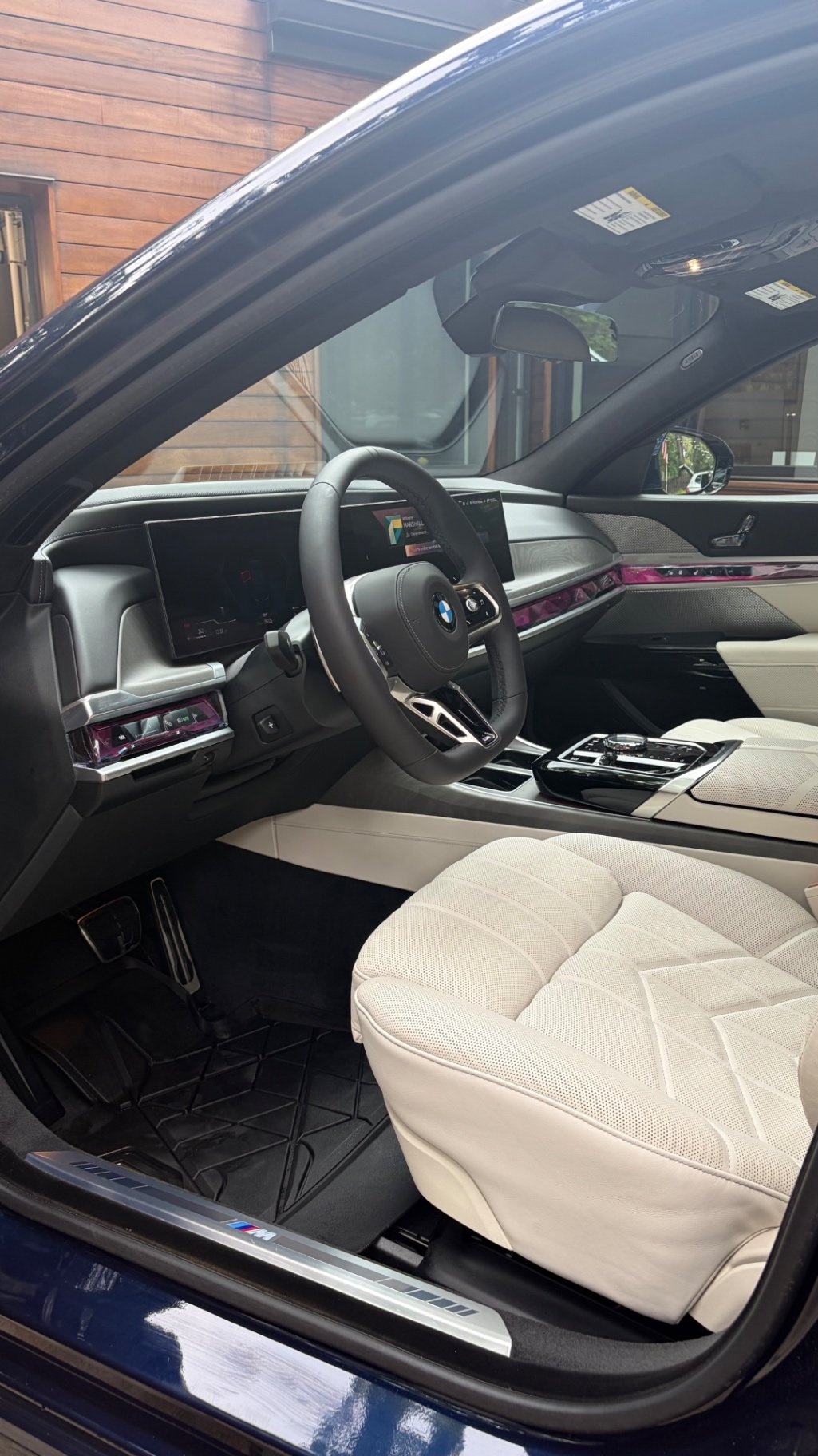 Ivory White interior cabin of a BMW Individual M760i after detailing