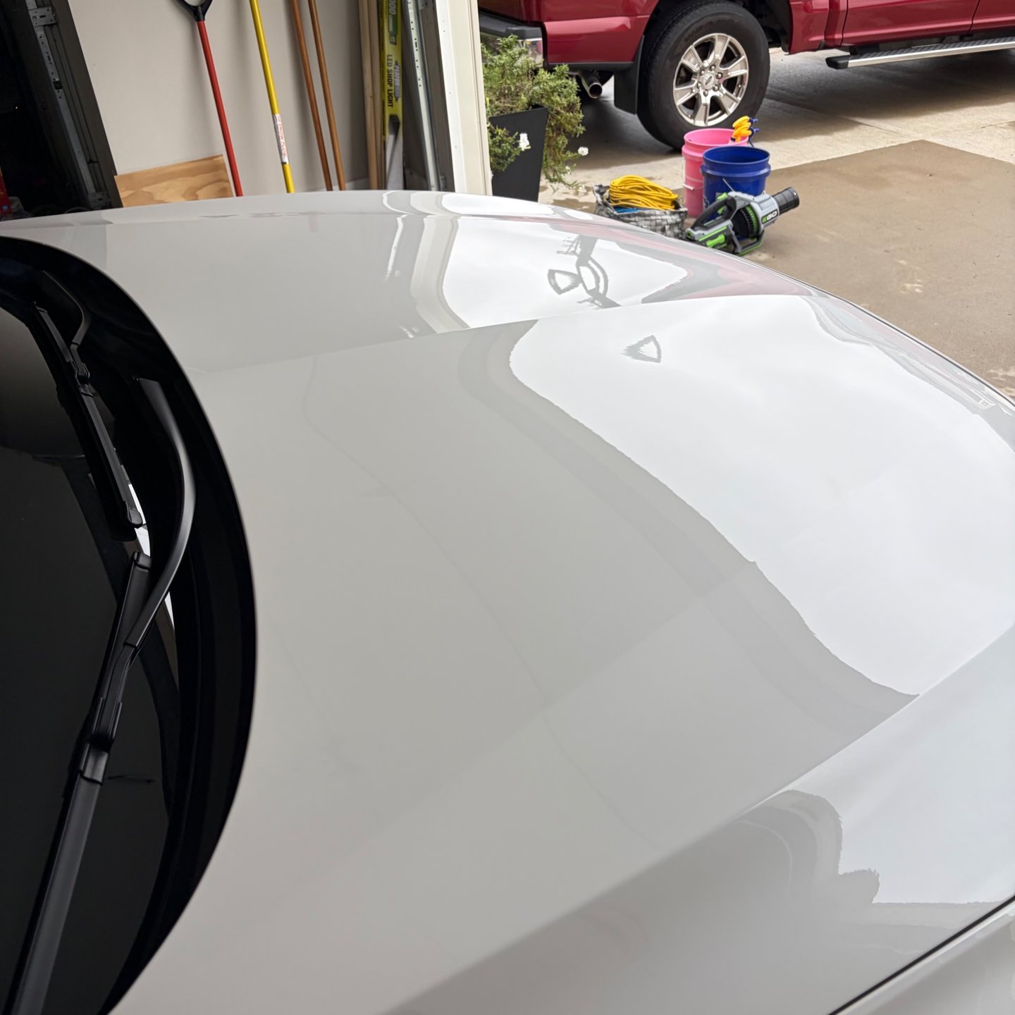 Reflections in the hood of a ceramic coated Acura MDX