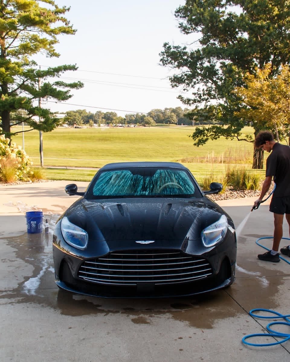 Aston Martin DB12 being detailed by Street Standard Detailing in the Des Moines metro