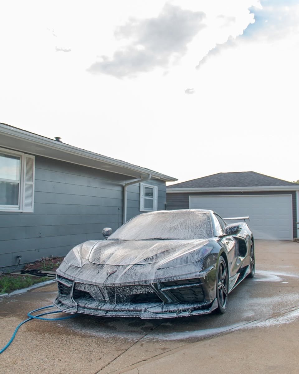Chevrolet Corvette C8 being detailed by Street Standard Detailing in Pleasant Hill, Iowa