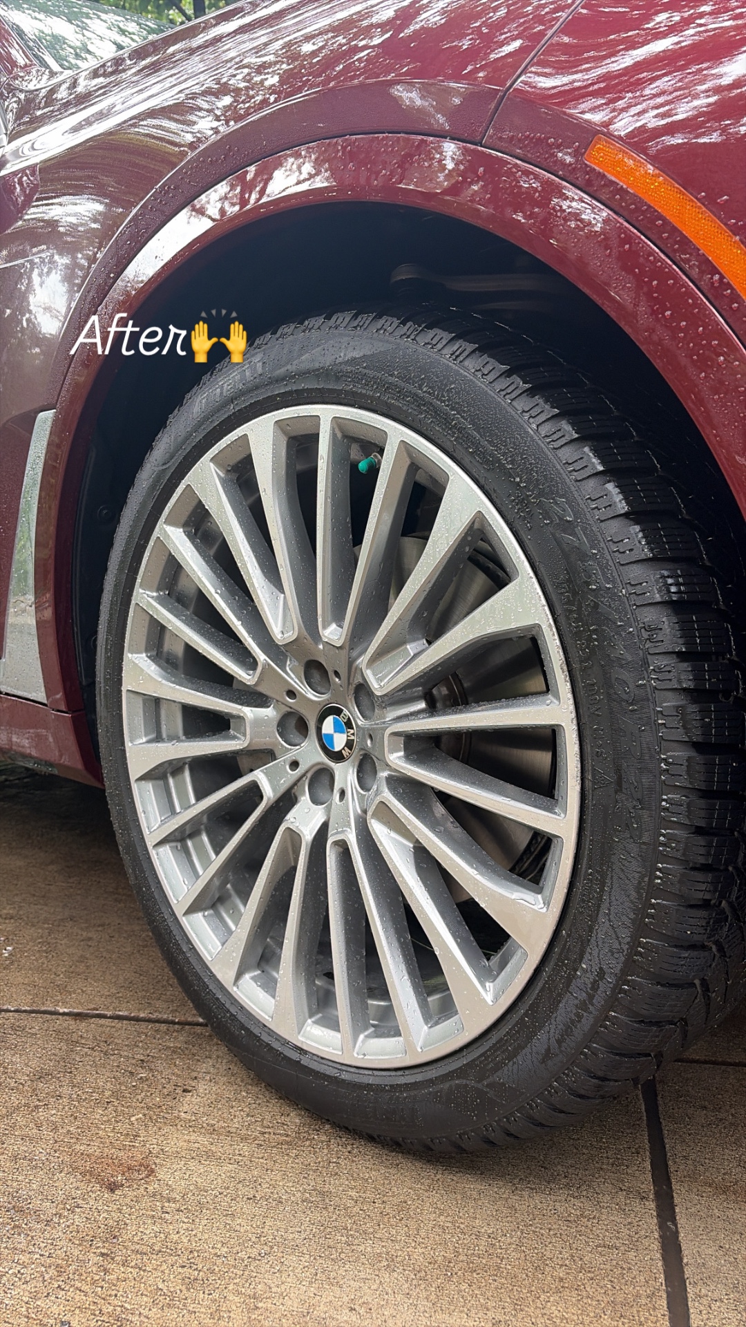BMW X7 — Wheel & Tire Detail — Brake dust removal + tire dressing by Street Standard Detailing, mobile detailing in Altoona and Central Iowa — after