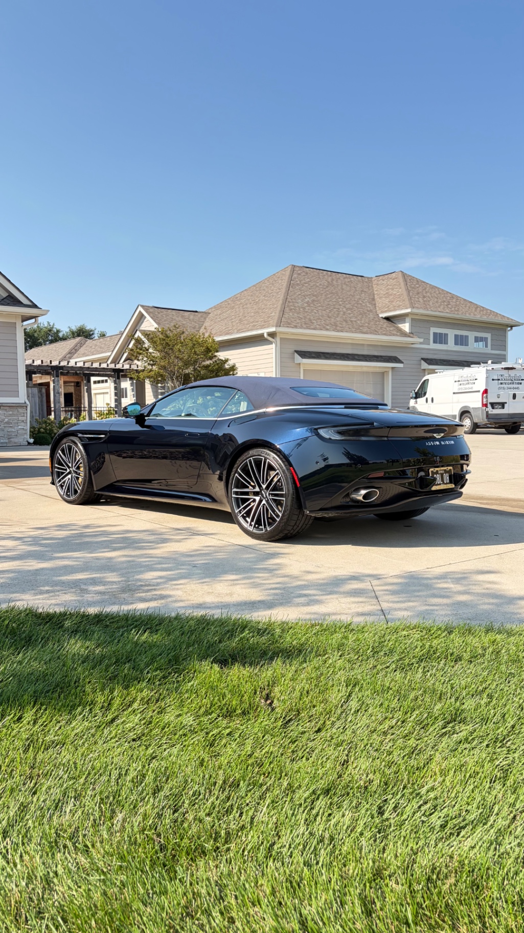 Rear quarter of a detailed Aston Martin DB12 Volante