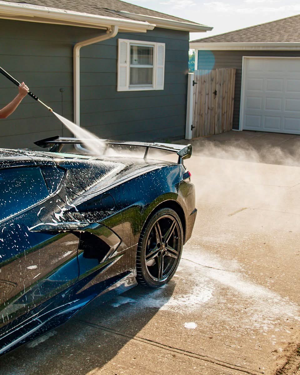 Chevrolet Corvette C8 being detailed by Street Standard Detailing in Pleasant Hill, Iowa