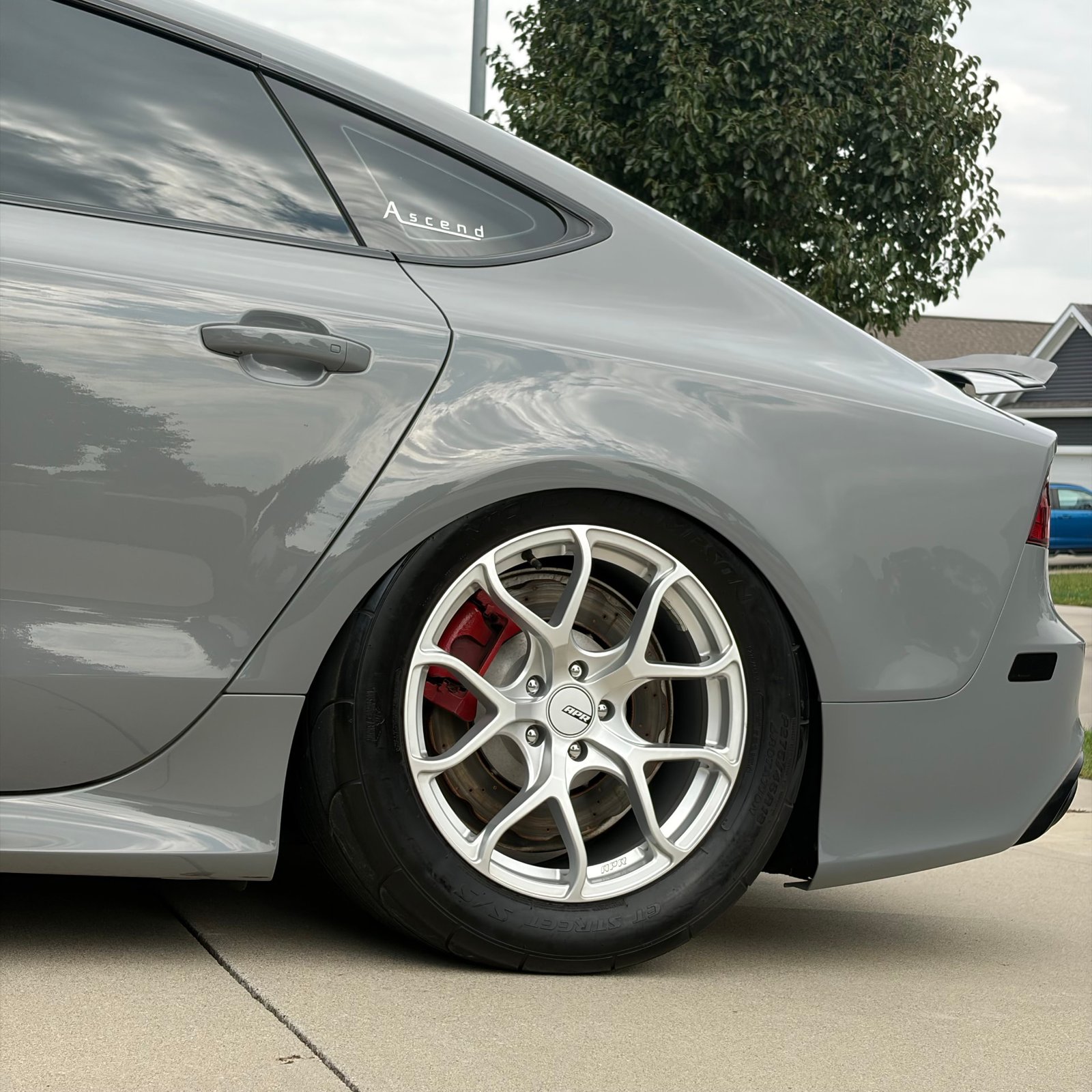 Clean Audi RS7 rear wheel and corrected bodywork